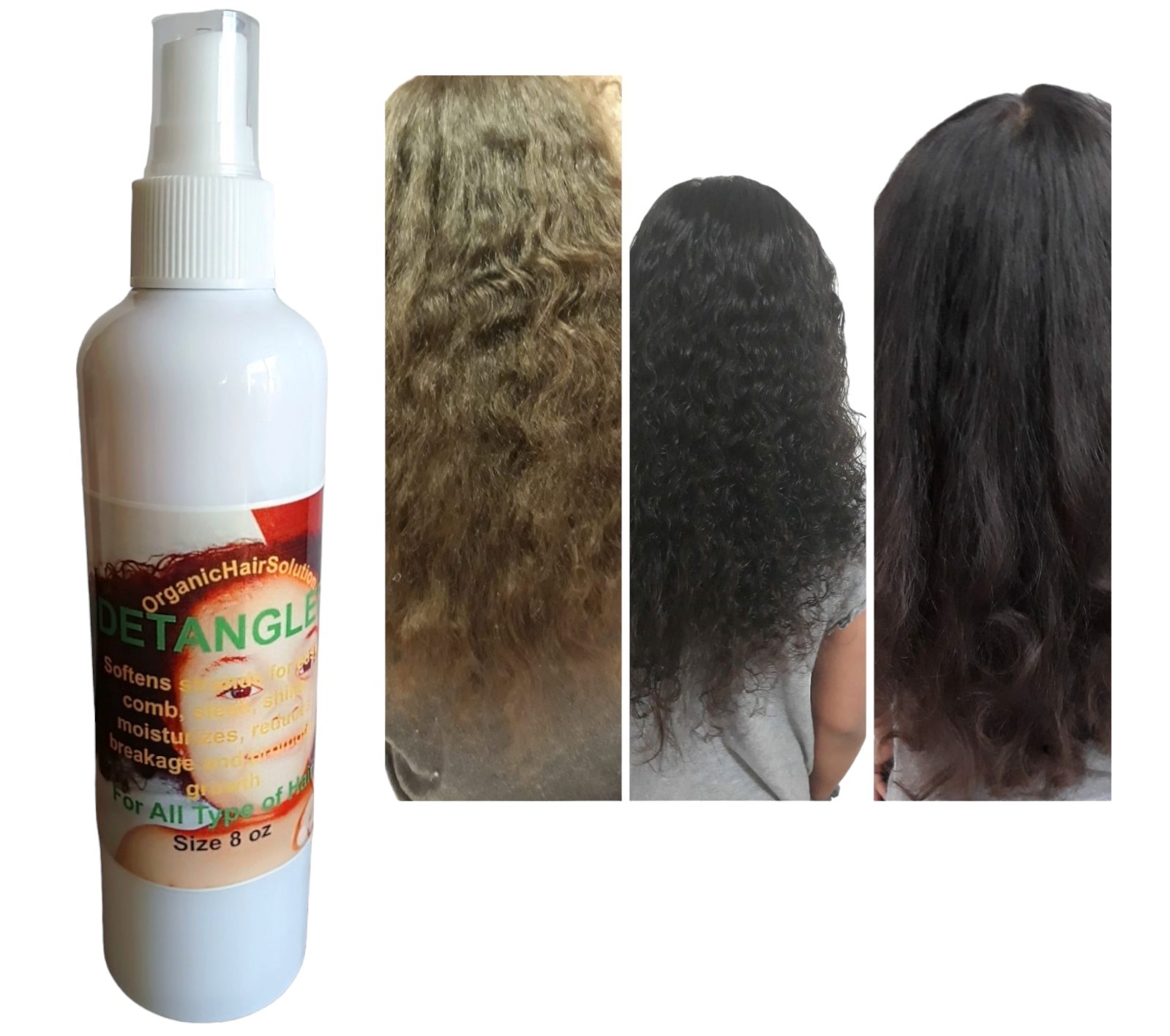 Organic Hair Solution - Aerosol Para El Crecimiento Del Cabello Con Agua De Arroz Para Niños, Desenredante, Estimulante E Hidratante Con Argán De Árbol De Té De Sábila. (8 Oz)