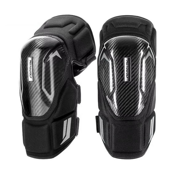 Rodilleras Negras Para Motociclismo De Fibra Carbono Motowolf 1037