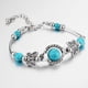 thumbnail image 4 of Vintage Butterfly Bracelet with Natural Turquoise and Silver Beads - Perfect Wedding Gift for Women and Girls, 4 of 4