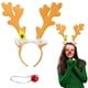 thumbnail image 1 of Disfraz navideño con diadema y cuernos de reno con nariz iluminada, 1 of 7