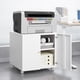 thumbnail image 1 of White Mobile Metal Printer Stand with Storage, Printer Table with Door & Adjustable Shelf, Rolling File Cabinet for Home Office, 1 of 3