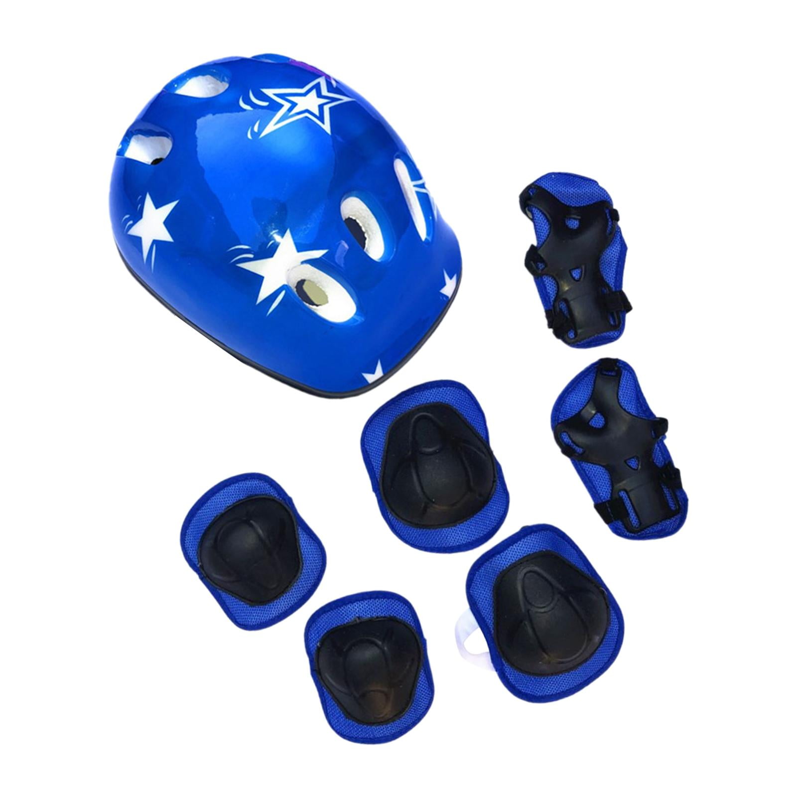 Ioensy - 7 Unids/set Casco De Bicicleta Casco De Patinaje Sobre Ruedas Para Ciclismo Patinar Azul