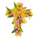 thumbnail image 4 of Corona de Cruz de Pascua, Corona de Flores Artificiales, Corona de Primavera Al Aire Libre, Corona de Tulipán para Puerta de Pared, Día de San Valentí Flores amarillas y rosadas, 4 of 5