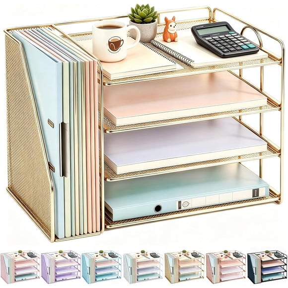 Gianotter organizador de papel de 4 niveles con revistero