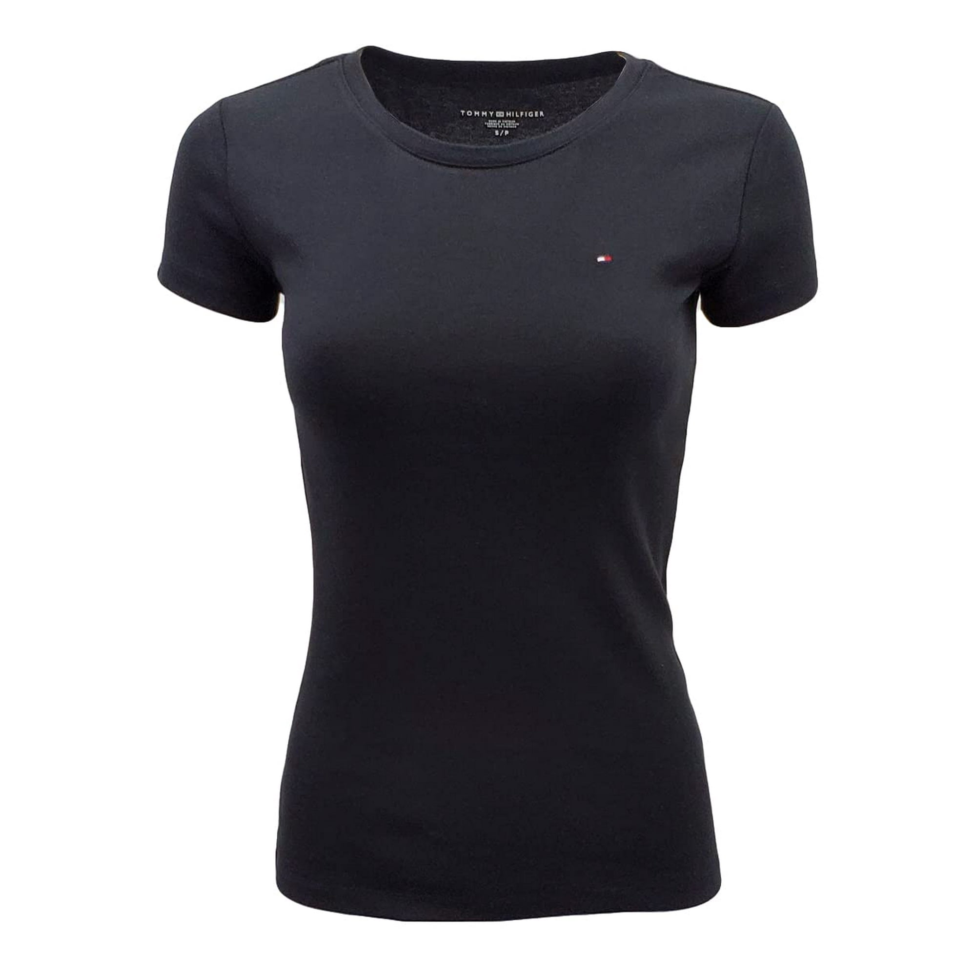 Camiseta Tommy Hilfiger New Line Con Cuello Redondo Para Mujer, Color Negro, Talla Xl