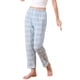 thumbnail image 4 of Pantalones de pijama de algodón a cuadros para mujer con cintura elástica y bolsillo para un sueño cómodo L Azul a cuadros, 4 of 6