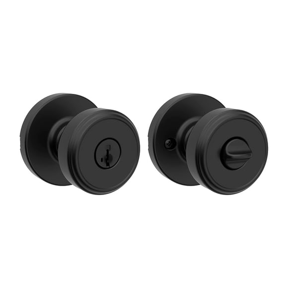 Pomo de puerta Kwikset Maven Entry con cerradura y llave, negro mate