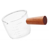 Magideal - Taza Medidora De Vidrio Para Leche Con Mango De Madera Antiescaldado, Taza Para Verter Café Expreso Para Cocinar Leche, Hacer Café Expreso, Hornear 75