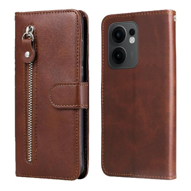 Funda con Cremallera para OPPO Reno 13F, Carcasa Cartera de Cuero PU con Soporte y Tarjetero