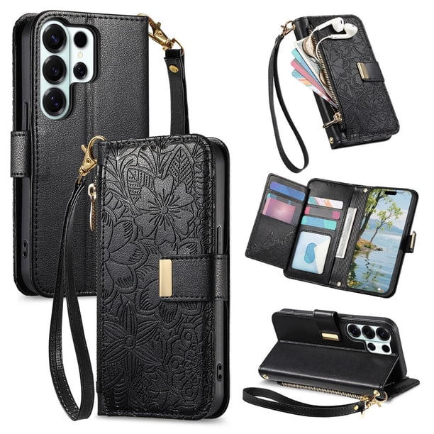 Funda FOXDOCK cartera de piel sintética para FOXDOCK Samsung Galaxy S26 Ultra – Resistente a golpes, RFID – negro