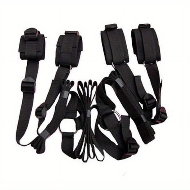 BDSM Bondage Kit For Couples, Sex Bed Straps Restraints Set With Fetish Comfy Ankle & Wrist Cuffs For Adults, SM Sex Play Games (Bed Restraints Set)