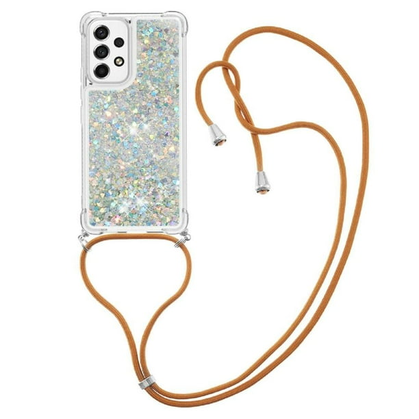 Funda FOXDOCK para Samsung Galaxy A53 5G con Cuerda Ajustable, Brillo Líquido, Protección Antigolpes y Lente – Ideal para Regalo