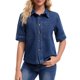 thumbnail image 1 of INSPIRE CHIC Chaqueta de Mezclilla de Manga Corta para Mujer Camisa Cuadrada con Botones Chaquetas de Jean Casual S Azul Oscuro, 1 of 6