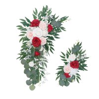 Magideal - 2 Piezas De Flores Arco De Boda De Seda, Flores Arco De Boda Arreglo Floral Colgante Artificial Para Decoración De Arreglo De Boda De Fiesta De , Rosa Rosa Roja