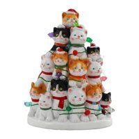 Magideal - Estatua De Gatito Navideño Iluminada, Decoración De Mesa Navideña En Miniatura, Hermoso Accesorio Fotográfico Para La Decoración De La Habitación Y La 135 X 18 Cm