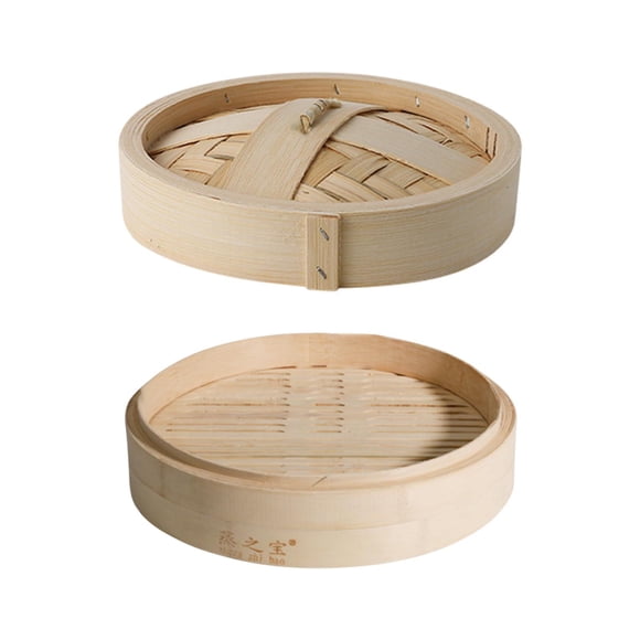 Vaporera De Bambú, Vaporera Redonda Hecha A Mano Para Sum Y Bollos Para Verduras Sum Baozi, 22 Cm