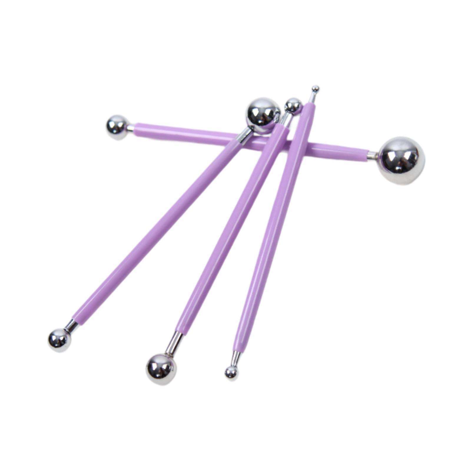 Bothyi - 4X Bolígrafos De Punta Redonda, Herramientas Para Punteado, Bolígrafos De Relieve, Bolígrafo Metálico De Doble Punta, Color Violeta