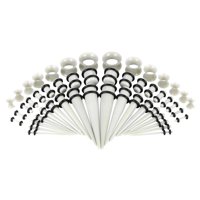 Ioensy - Kit De Calibres De 50 Piezas Túneles De Tapón Cónico Acrílico 14G-00G Gris