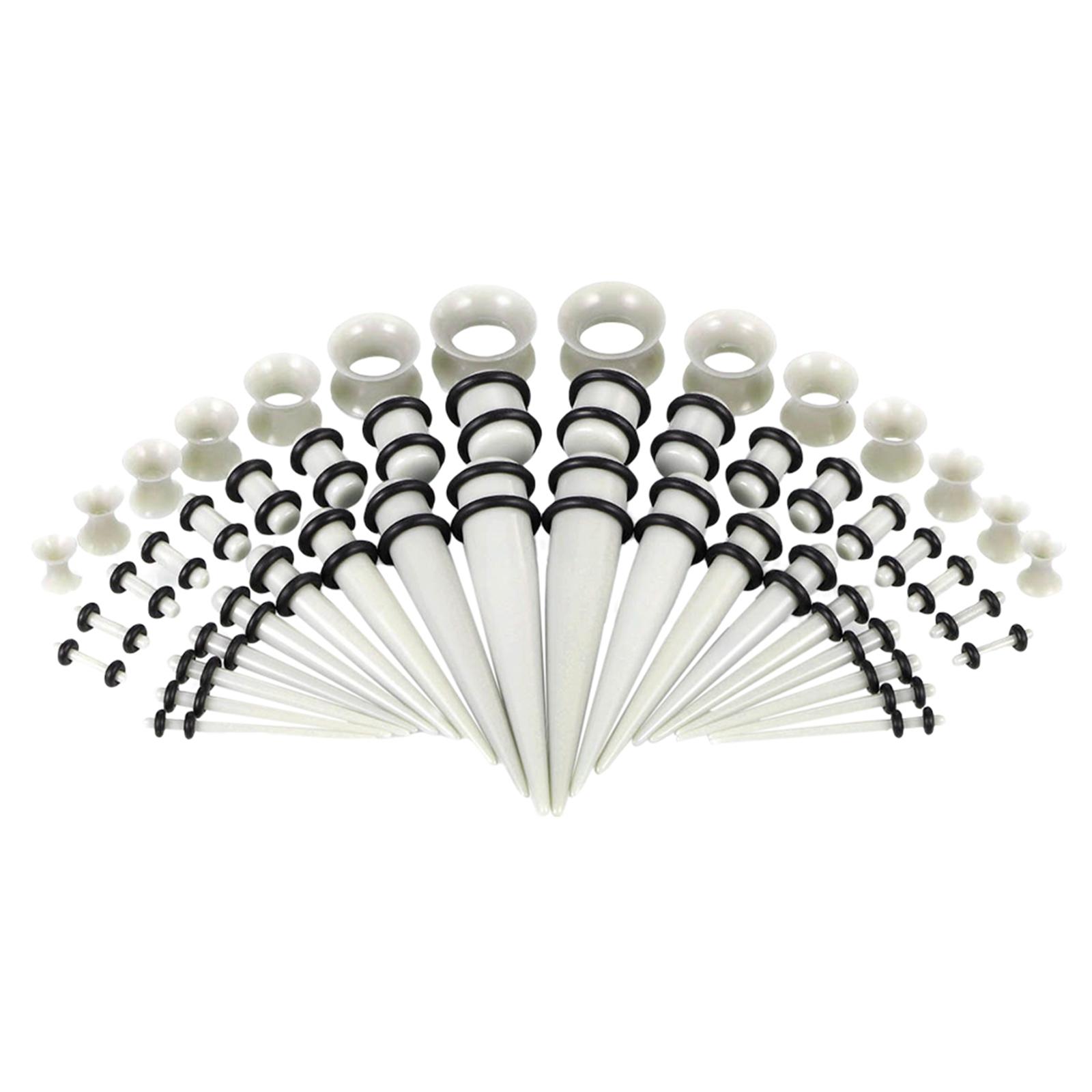 Ioensy - Kit De Calibres De 50 Piezas Túneles De Tapón Cónico Acrílico 14G-00G Gris