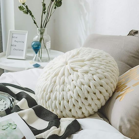 Xmhytop Juego De 1 Fundas De Almohada Bohemias, 40*40cm, Tejidas A Mano Con Textura, Decorativas Para Sofá, Recámara, Sala, Contiene Relleno, Estilo B, Blanco