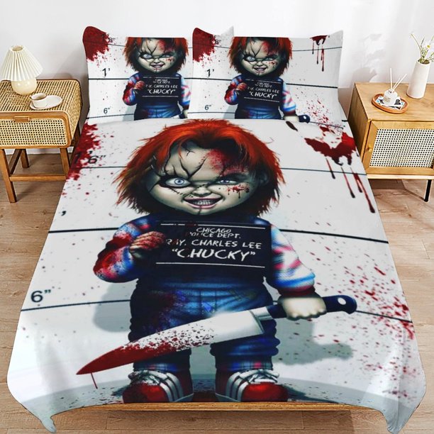 Bride of Chucky Bedding Set Duvet Cover Comfortable and Lightweight Cartoon Bedding 3 Piece Bed Set