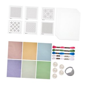 Magideal - Plantilla De Sashiko Plantilla Soluble De Agua De Material De Navegación De Árboles De Árboles De Material Conjunto De Material De Bordado Kit De Inic A