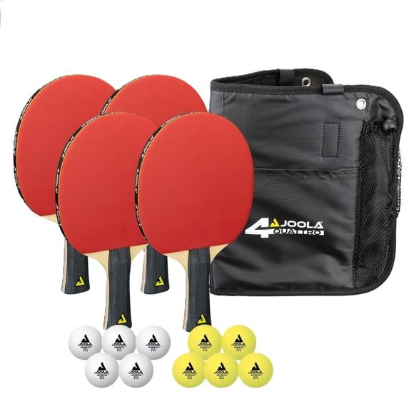 Set JOOLA Quattro de 4 Palas de Ping Pong + 10 Pelotas + Estuche
