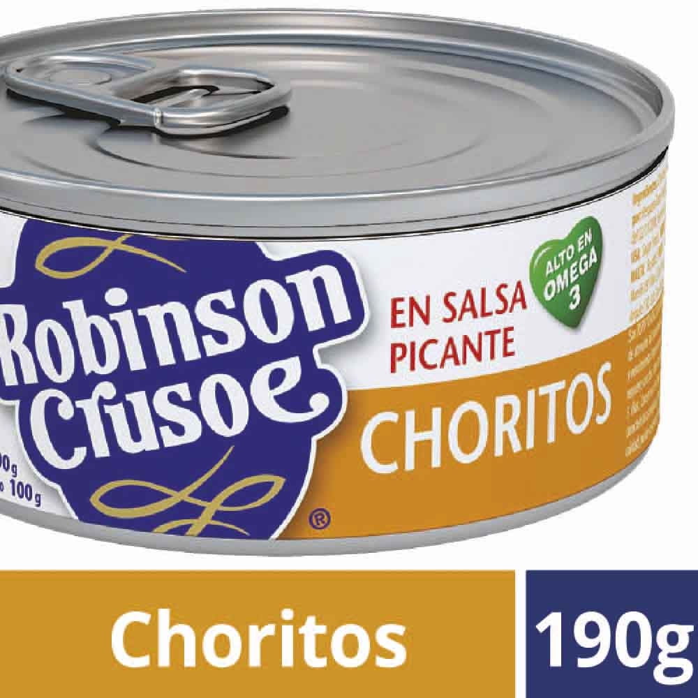 Choritos Salsa Picante Lata Drenado 100 g - Neto 190 g Robinson Crusoe