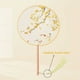 thumbnail image 1 of 1pc, Long-handled Round Silk Cloth Fan Chinese Wind Hand Fan Chinese Ancient Wind Translucent Silk Group Fan Hanfu Cheongsam Dress Up Accessories, 1 of 3