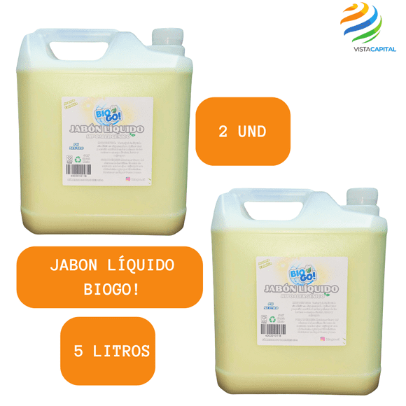 Jabon Liquido Para Manos Neutro Glicerina Bio Go Vainilla 5 Litros Eco 2 Unidades