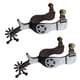 thumbnail image 5 of 2 piezas de caballos espuelas occidentales de vaquero con equipo giratorio en equipo ecuestre tallado diseño antiguo de puta de caballo para, 5 of 5