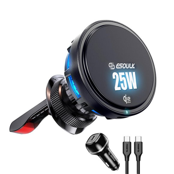 Cargador de coche inalámbrico magnético Esoulk 25 W con ventilador de refrigeración