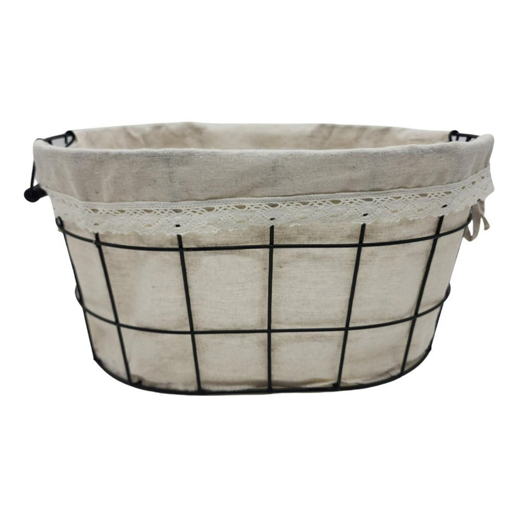 Fliperex - Panera Tela Ovalada Metalica Multiuso Canasto Frutera Cocina Negro