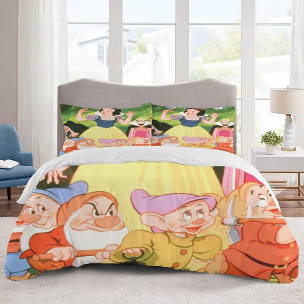 Snow White Bedding Sets Cartoon Duvet Cover Lightweight 3 Piece Bet Sets for Kids Boys Girls