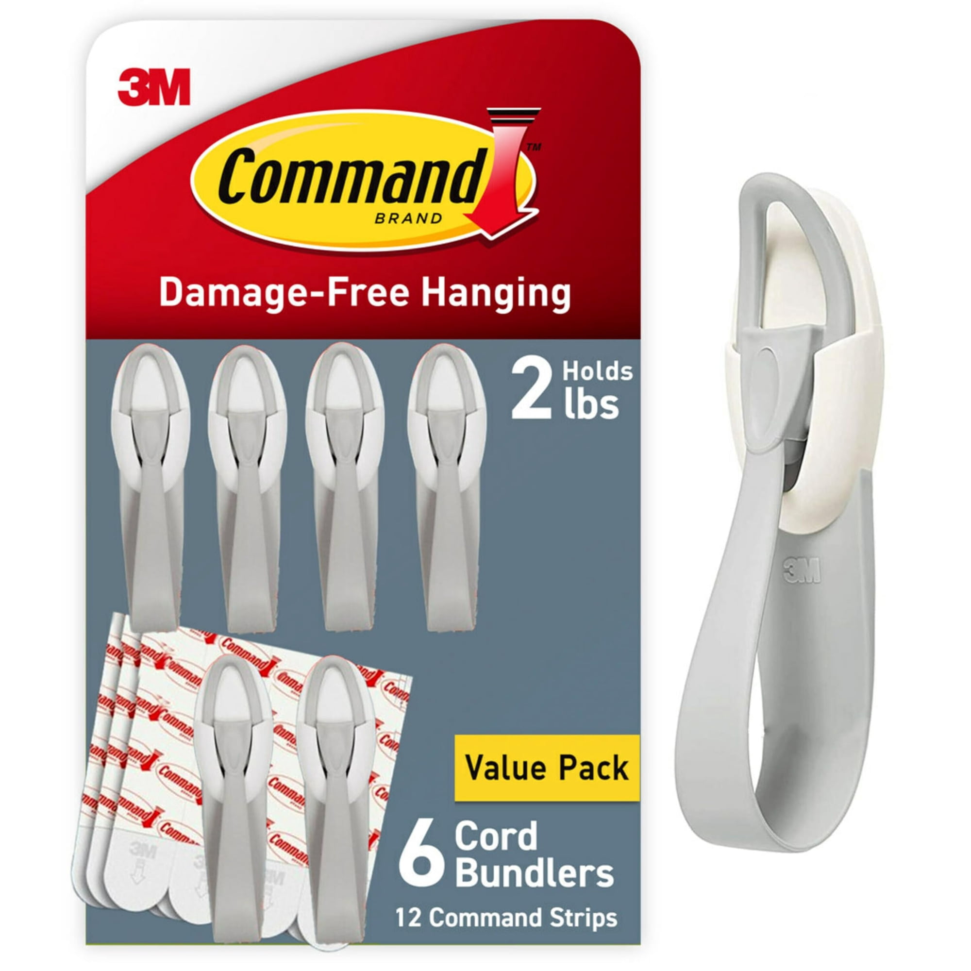 Paquetes De Cables Cord Bundlers Command Gray Con 12 Tiras De Comando
