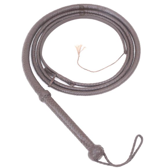 Látigo de disfraz LB'S WHIP de 3,9 m, cuero marrón oscuro