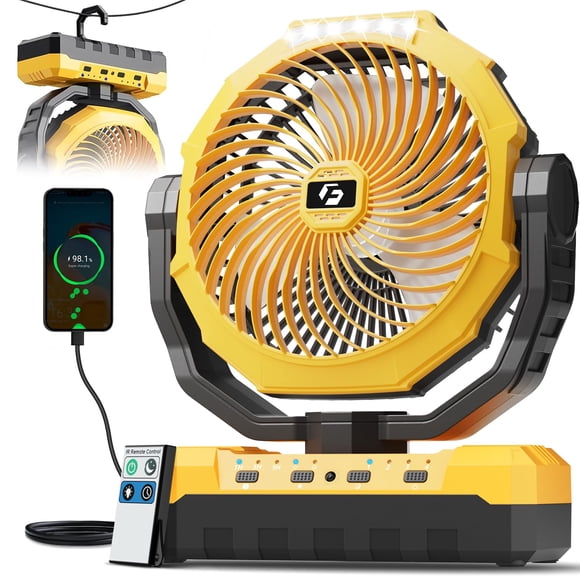 Ventilador de Camping FRIZCOL 3 en 1 Recargable 24000mAh con Luz Amarilla
