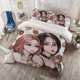 thumbnail image 1 of 3pcs NANA Pink And Black Double Sister Strawberry Illustration Themed Digital Print Bedding Set Including 1 Duvet Cover And 2 Pillowcases, 1 of 1