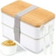 thumbnail image 1 of Lonchera Bento Box para adultos, con compartimentos (1,2 litros), apilable, rectangular, con juego de utensilios, a prueba de fugas, apta para microondas y lavavajillas., 1 of 6