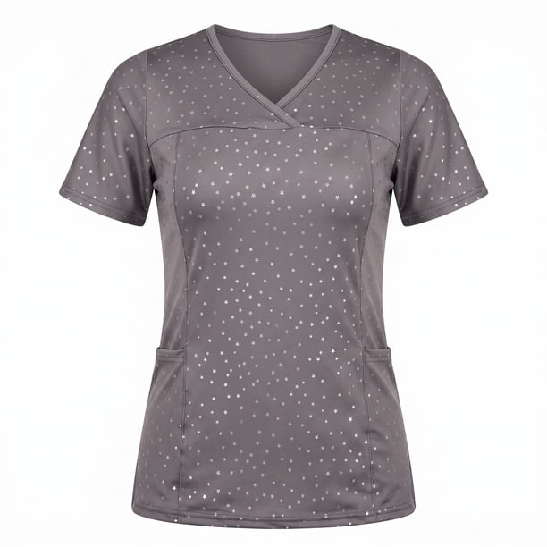 Delantal Mujer tela elasticada estampada. Gris
