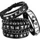 thumbnail image 1 of 4 pulseras de cuero punk rock con tachuelas para hombres y mujeres, estilo años 80, 1 of 3