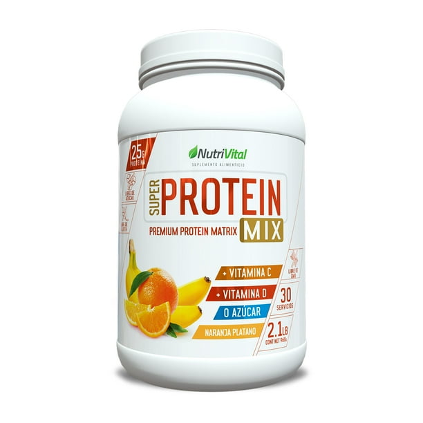 Proteína Super Protein Mix 2.1 Lbs sabor Naranja Plátano