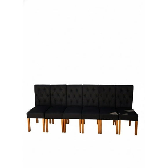 Pack 6 Sillas Negra De comedor De madera Capitonés