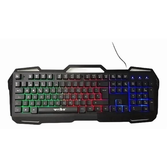 Teclado Gamer Weibo WB1003 Negro Con Luz 3 Colores