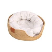 Magideal - Camas De Ratán Tejidas A Mano De Verano Para Gatos, Resistentes Al Desgaste, Cálidas Con Colchón, Cómodo Sofá Transpirable, Cama Para Cachorros, Nido L