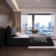 thumbnail image 3 of King Size Upholstered Platform Bed with Special Shaped Velvet Headboard, Metal & Solid Wood Frame,Black, 3 of 3