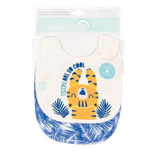 Bambino - Set 2 Babero Algodón Impermeable Azul Tigre Niño