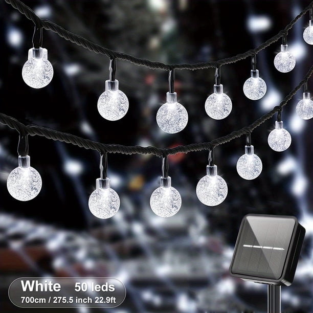 1 Packs 64FT 100 LEDs IP65 Crystal Globe Solar String Lights, Outdoor Waterproof Solar Outdoor Lights, With 8 Lighting Modes, Halloween Decorations Lights Outdoor, For Garden Tree Patio Party Christma