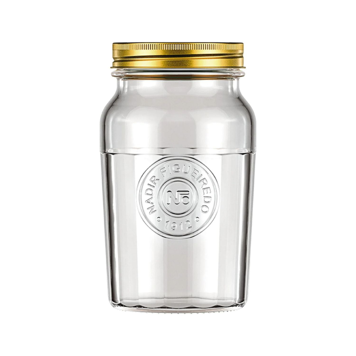 Frasco Americano Vintage Nadir Vidrio 1 Litro Tapa Dorada Cocina