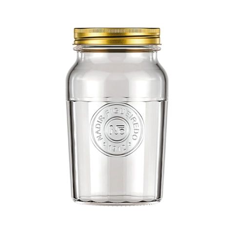 Frasco Americano Vintage Nadir Vidrio 1 Litro Tapa Dorada Cocina